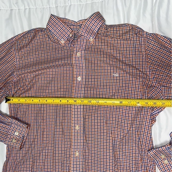 Men's Southern Marsh button up shirt size small orange blue plaid - Picture 4 of 7